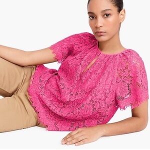J. Crew Short Sleeve Lace Top Size L-Tall